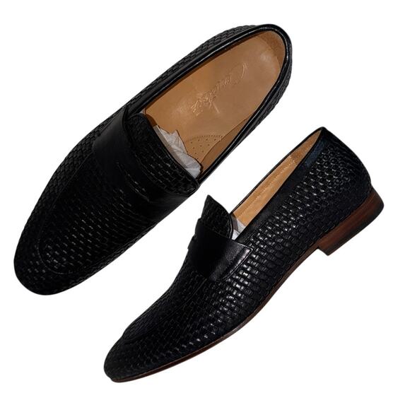 Men’s Black Woven Leather Penny Loafers Size 13 Dress Shoes Slip-On main image 4